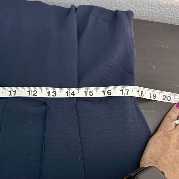 Vince Camuto Women’s Navy Sleeveless Wide Leg Jumpsuit Size L Tie Waist Pockets - Picture 5 of 7